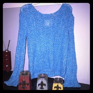 *Justice* Turquoise Blue Cable Knit Sweater Hoodie